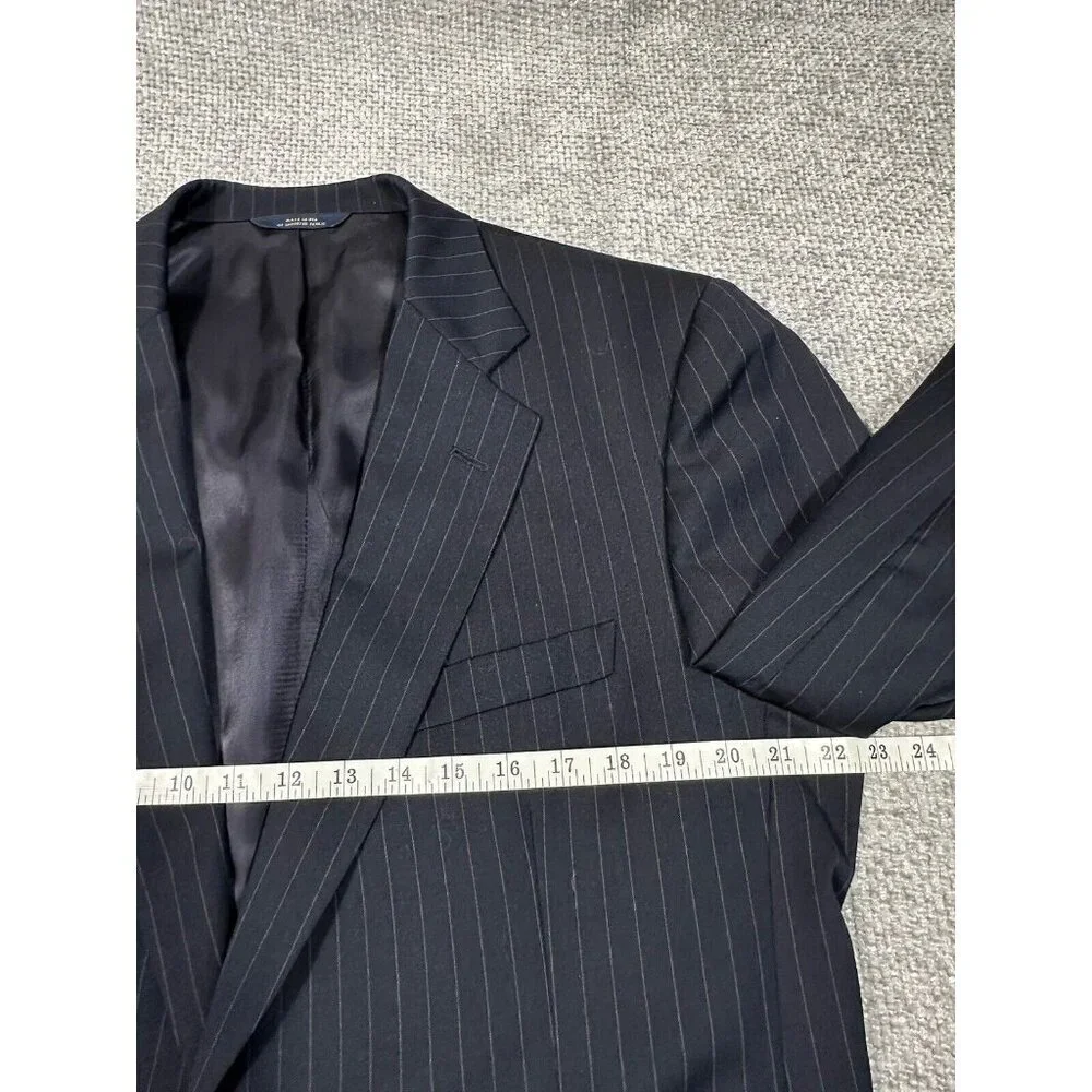 Vtg Brooks Brothers Suit‎ Jacket Mens 43L Blue Striped Wool Union USA Sport Coat